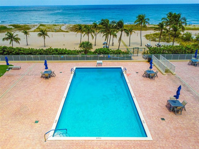 property view of water featuring a view of the beach