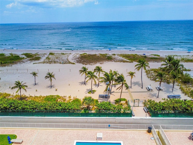 view of water feature featuring a beach view