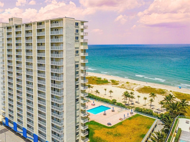 property view of water featuring a view of the beach