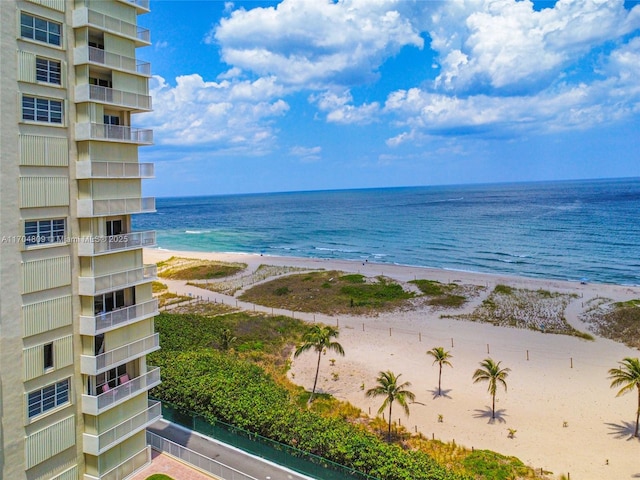 view of water feature with a view of the beach