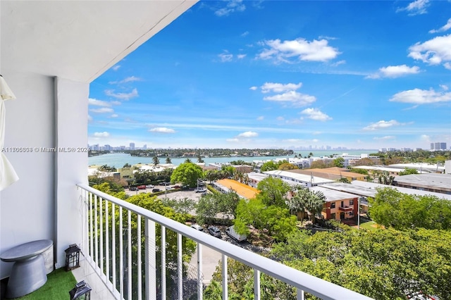 balcony with a water view