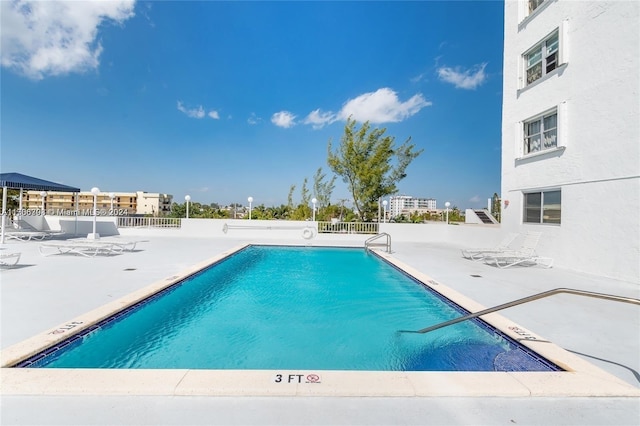 view of pool featuring a patio area