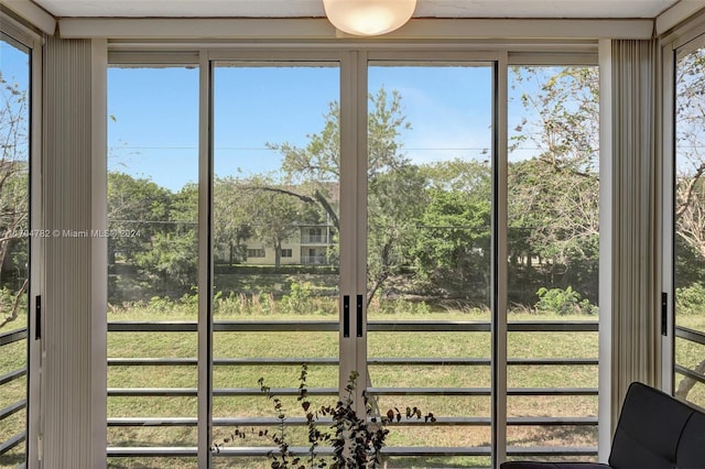 view of unfurnished sunroom