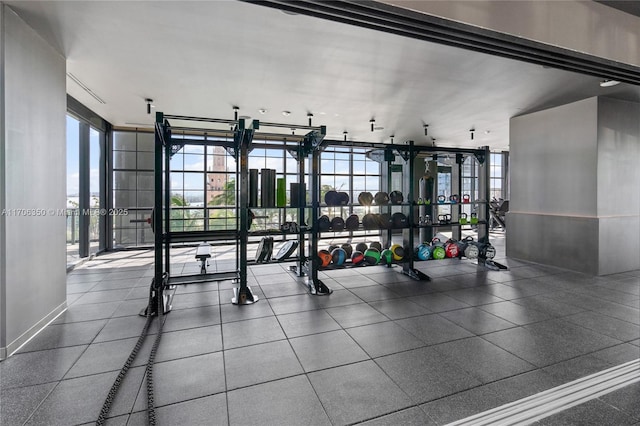 gym featuring floor to ceiling windows and a wealth of natural light