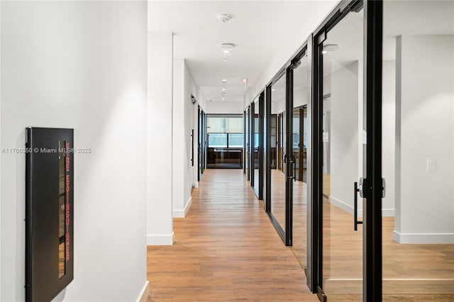 hall with light hardwood / wood-style flooring