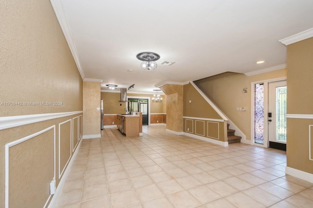 interior space featuring ornamental molding