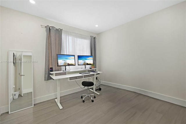 office space featuring hardwood / wood-style floors