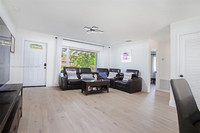 living room with light wood-type flooring