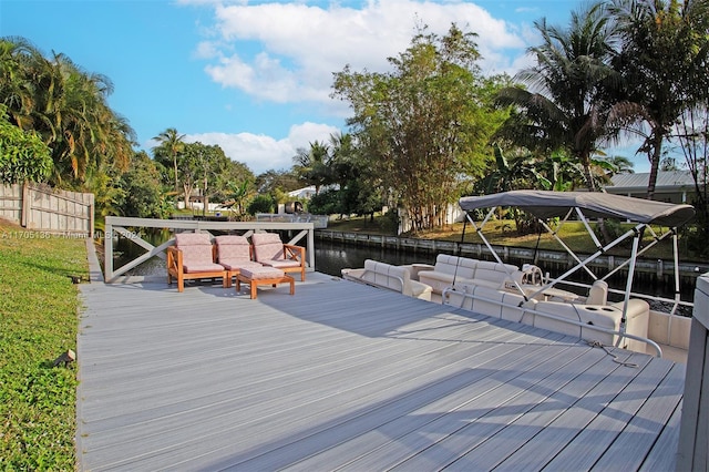 deck with a water view