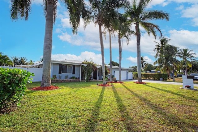 view of front of house featuring a garage and a front yard