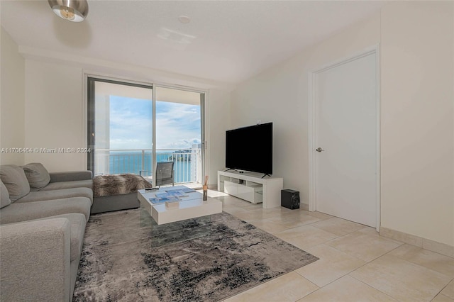 view of tiled living room