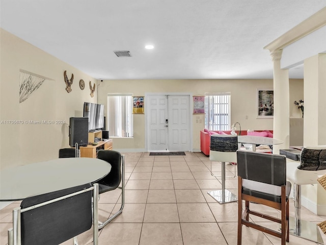 view of tiled living room