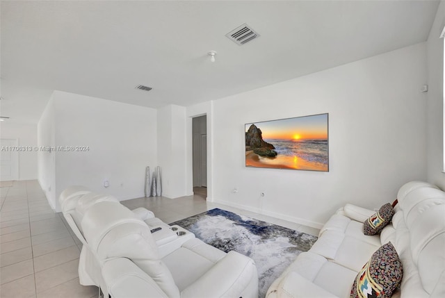 living room with light tile patterned floors