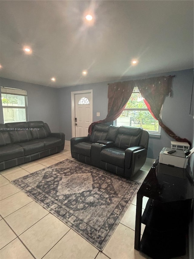 view of tiled living room