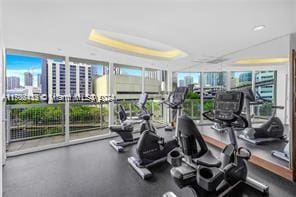31 SE 5th St Unit 1908, Miami, FL 33131 - exercise room with floor to ceiling windows and a view of city