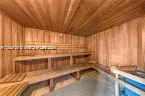 31 SE 5th St Unit 1908, Miami, FL 33131 - relaxing sauna / steam room featuring wood ceiling and wooden walls