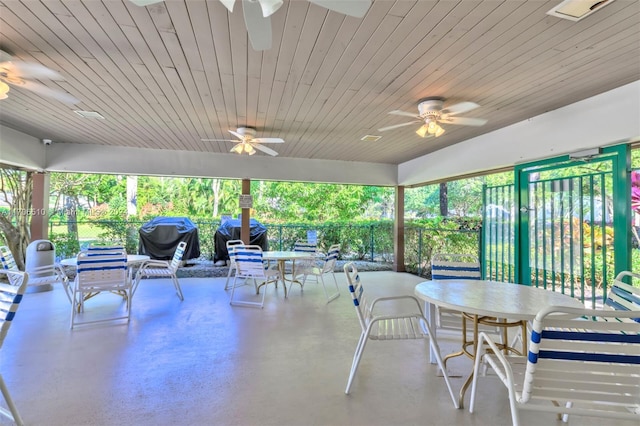 821 Cypress Blvd Unit 304, Pompano Beach, FL 33069 - sunroom / solarium featuring outdoor dining area and ceiling fan