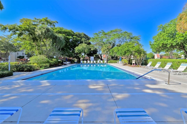 view of swimming pool with a patio area