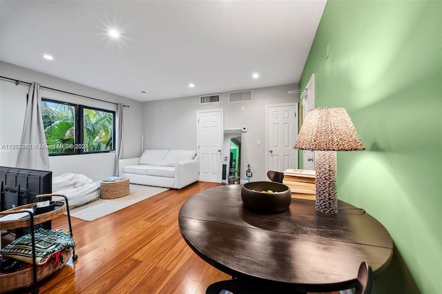 living room with hardwood / wood-style floors