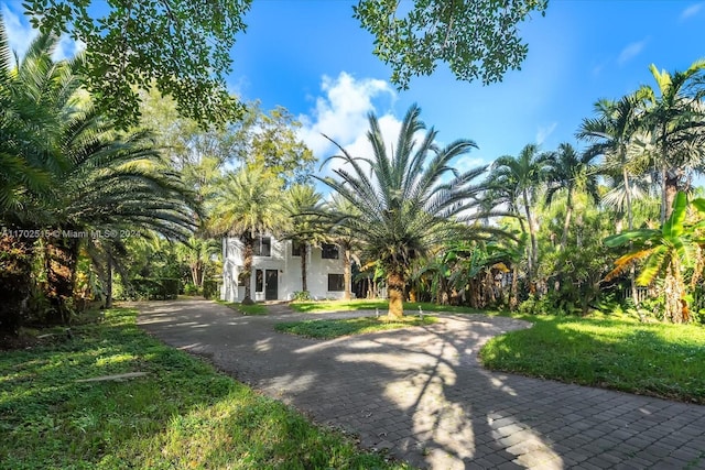 view of front facade featuring a front yard