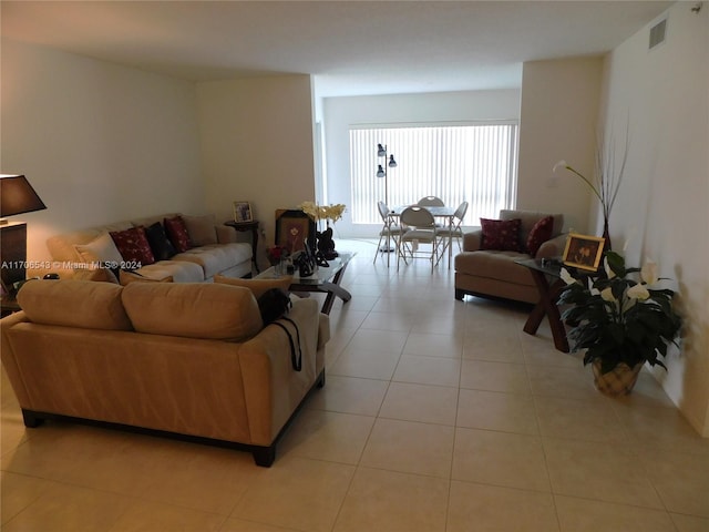 view of tiled living room