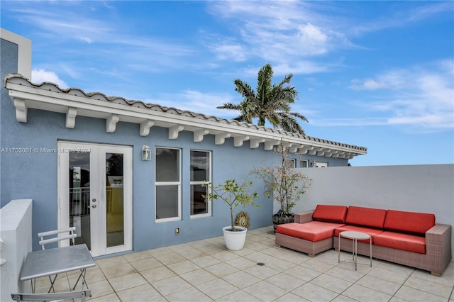 view of patio / terrace featuring french doors and an outdoor hangout area