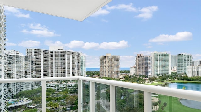 balcony with a water view