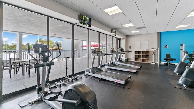 gym with expansive windows