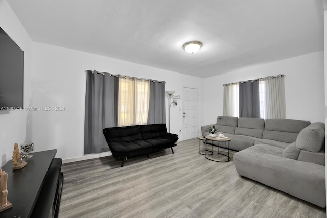 living room with light hardwood / wood-style floors