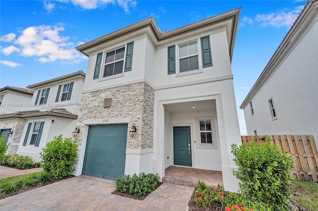 view of front of house with a garage