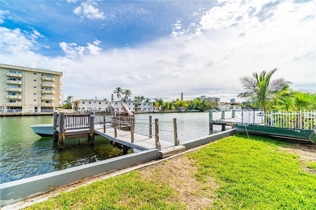 dock area featuring a water view