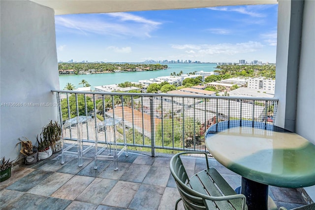 balcony with a water view