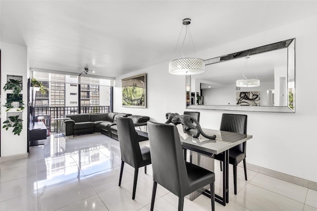 dining room with light tile patterned floors