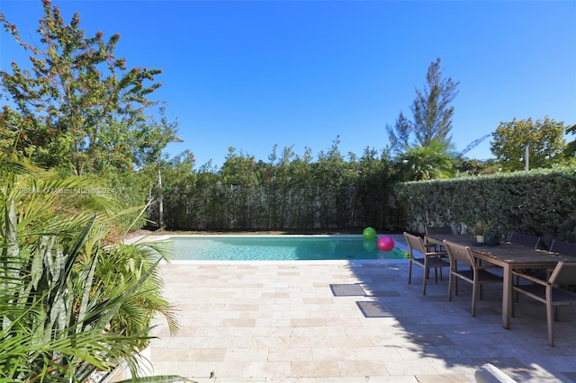 view of swimming pool with a patio area