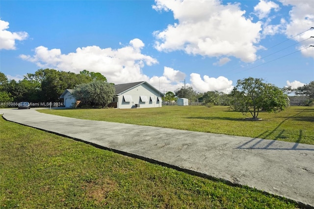 view of home's community with a yard