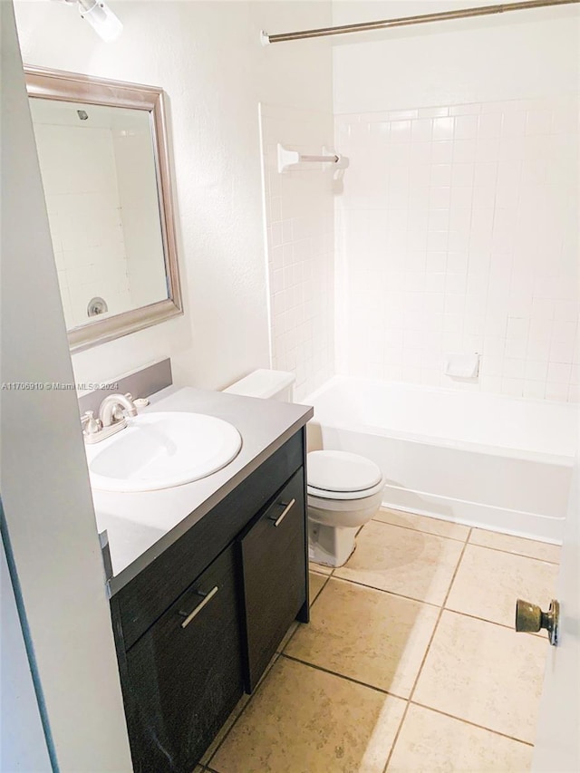 full bathroom with tile patterned flooring, vanity, toilet, and shower / bathing tub combination