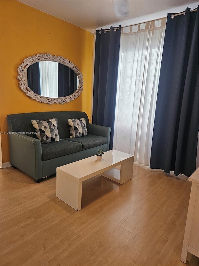 living room with light wood-type flooring