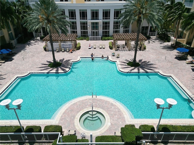 view of pool with a pergola