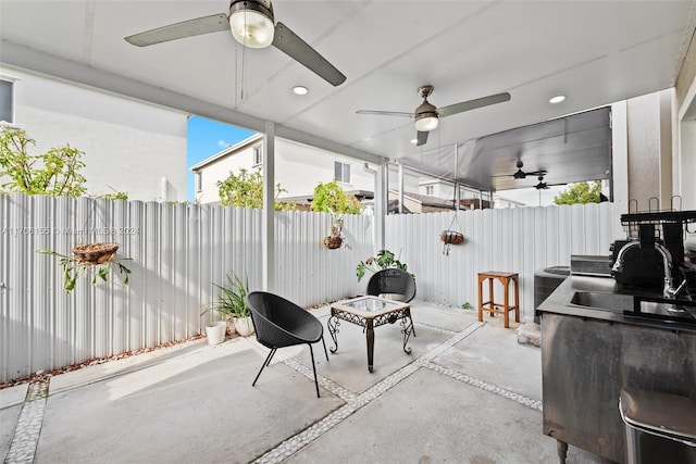 view of patio with sink