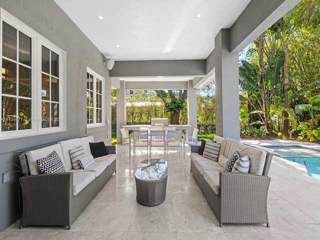 view of patio with an outdoor living space