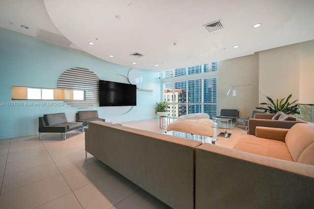 view of tiled living room