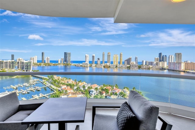 balcony with a water view