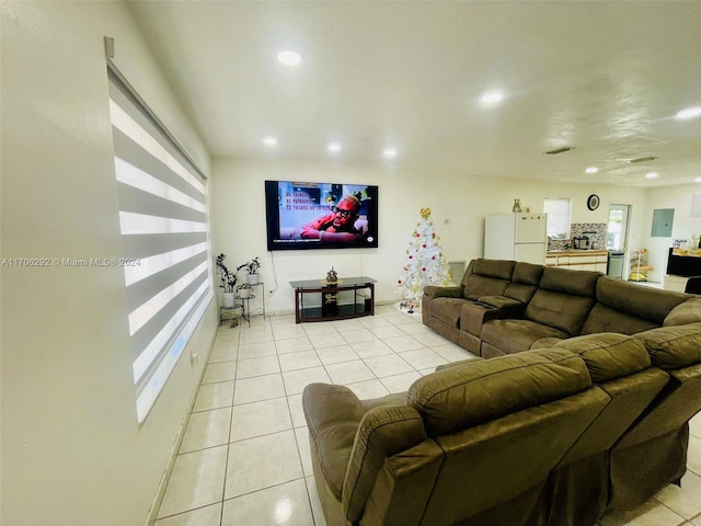 view of tiled living room