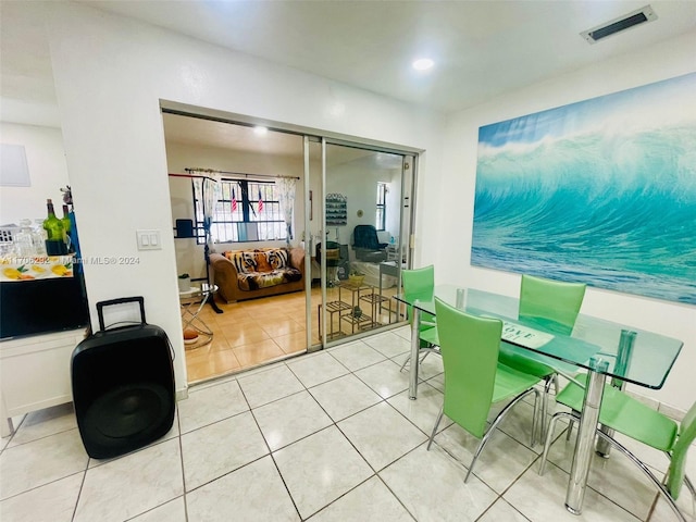 view of tiled dining area