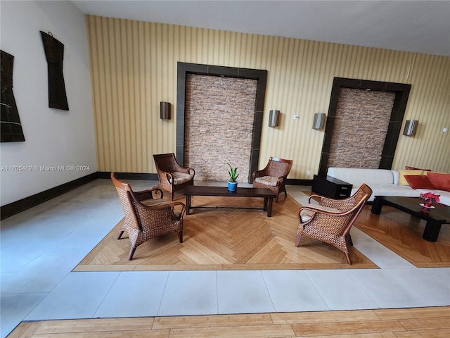 sitting room featuring tile patterned floors