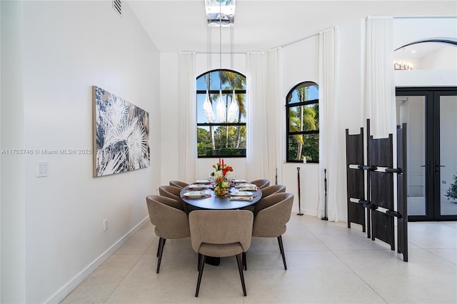 view of tiled dining room