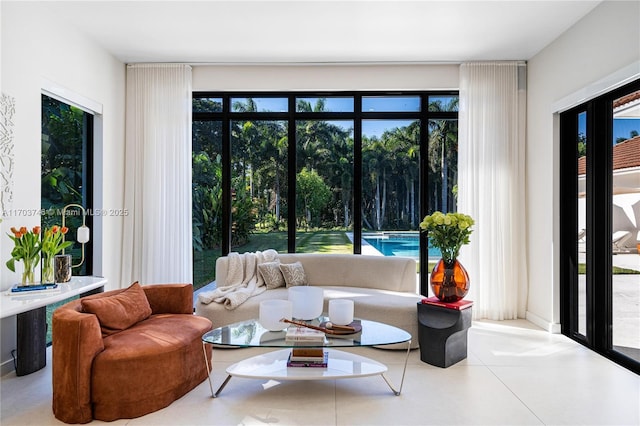 living room featuring plenty of natural light