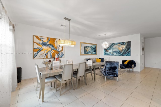 view of tiled dining room