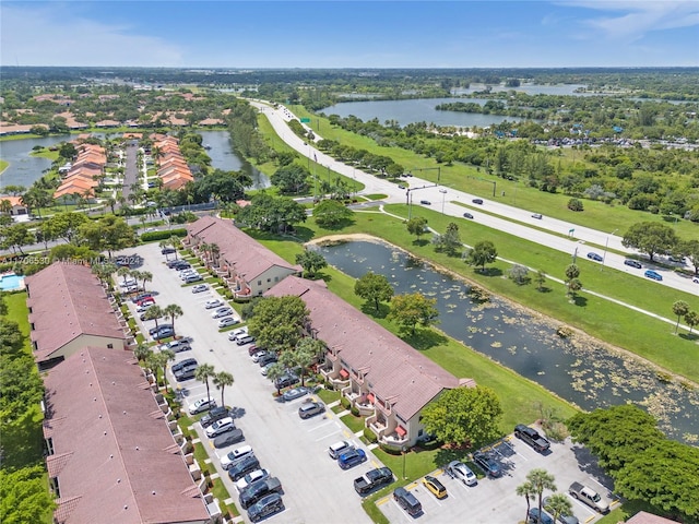 bird's eye view featuring a water view