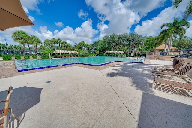 view of pool with a gazebo and a patio